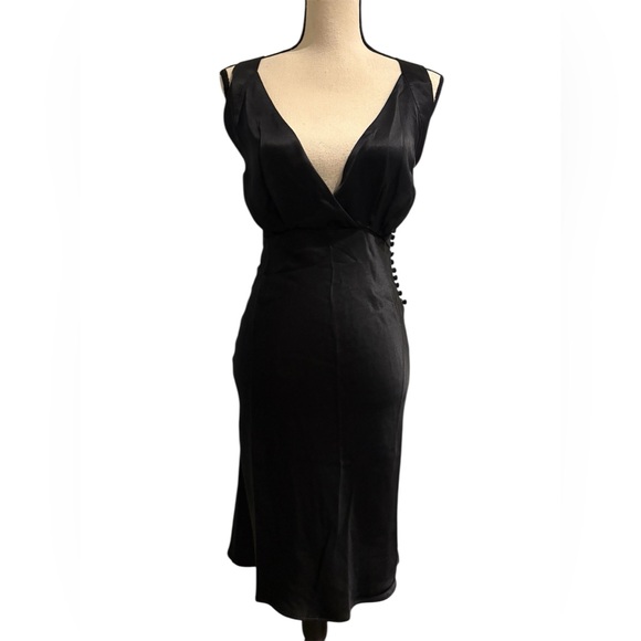 KHAITE Milo Silk-Satin Midi Dress Black size 4 (altered) - Picture 5 of 16